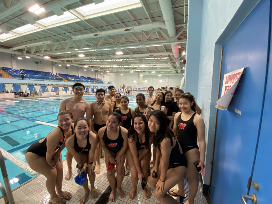 The Woodbridge High School swim team is anticipating their first meet. They participated in the Marisas Minnows charity swim practice.