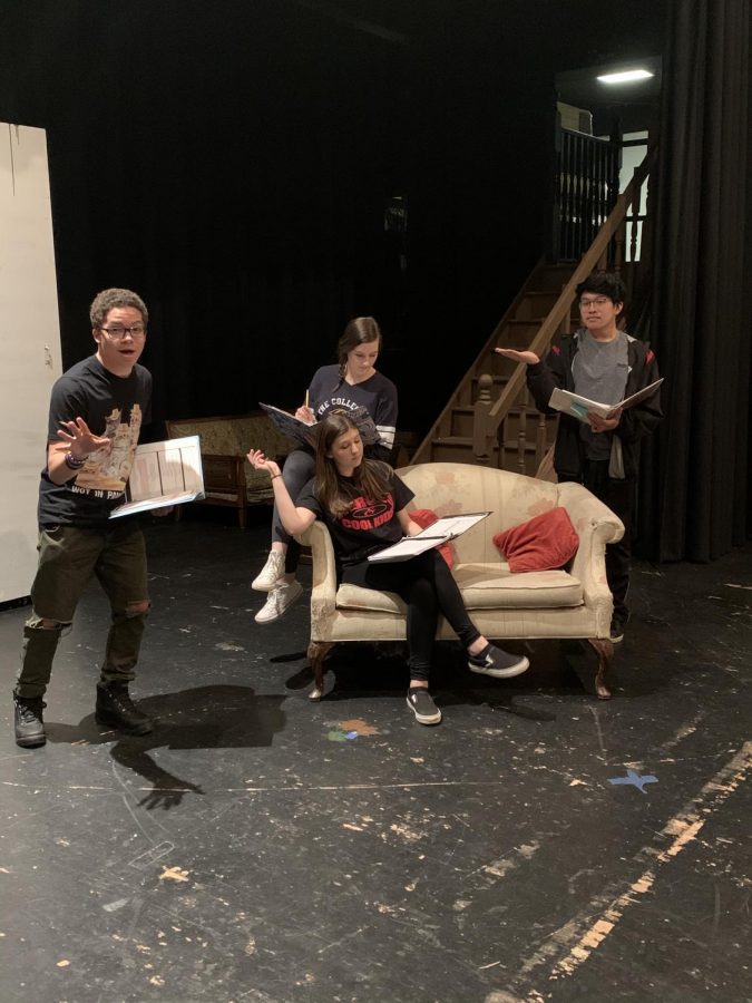 The Spring Musical cast is rehearsing diligently for the next scene. They have been working hard to make sure that they give out the best performance.