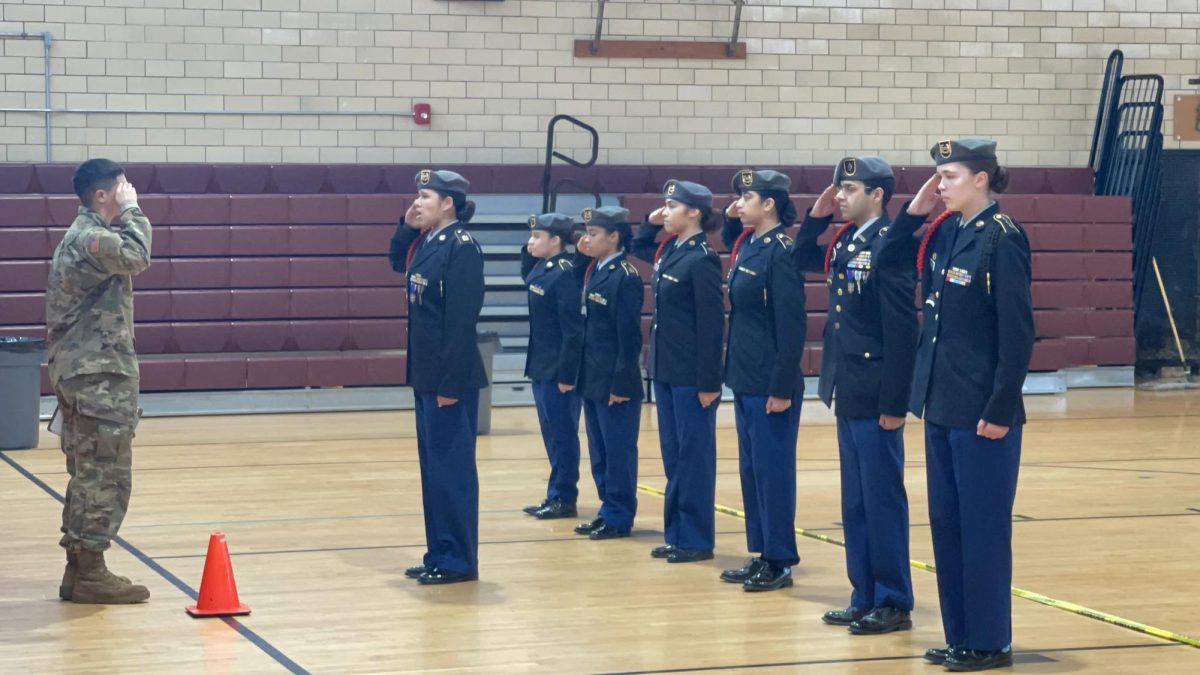 The JROTCs drill team at a competition.