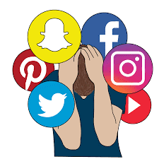 This image shows the stress, anxiety, and bad mental health that comes with the excessive use of social media. 