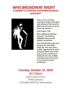 Flyer for Woodbridge High School Broadway night. 