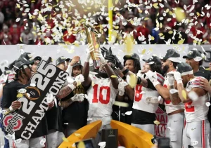 Ohio State Celebrating their victory over Notre Dame.