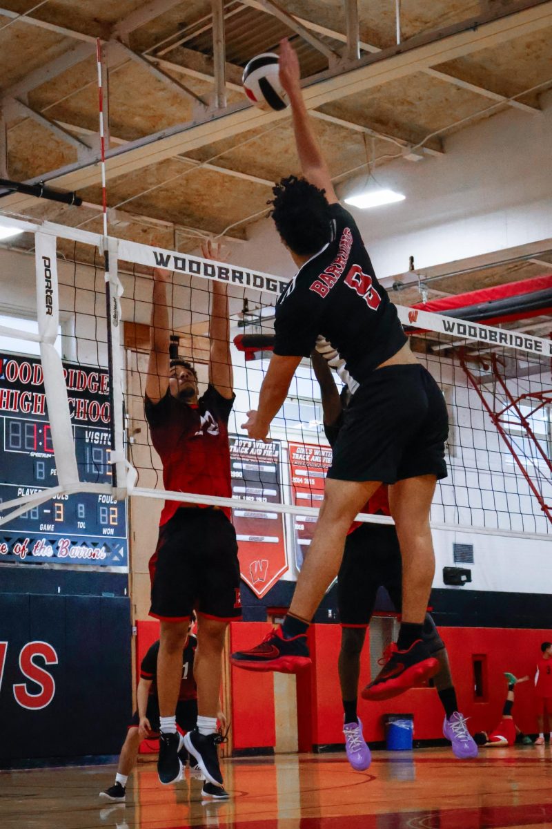 Mohommad Abusharia hitting a volleyball.